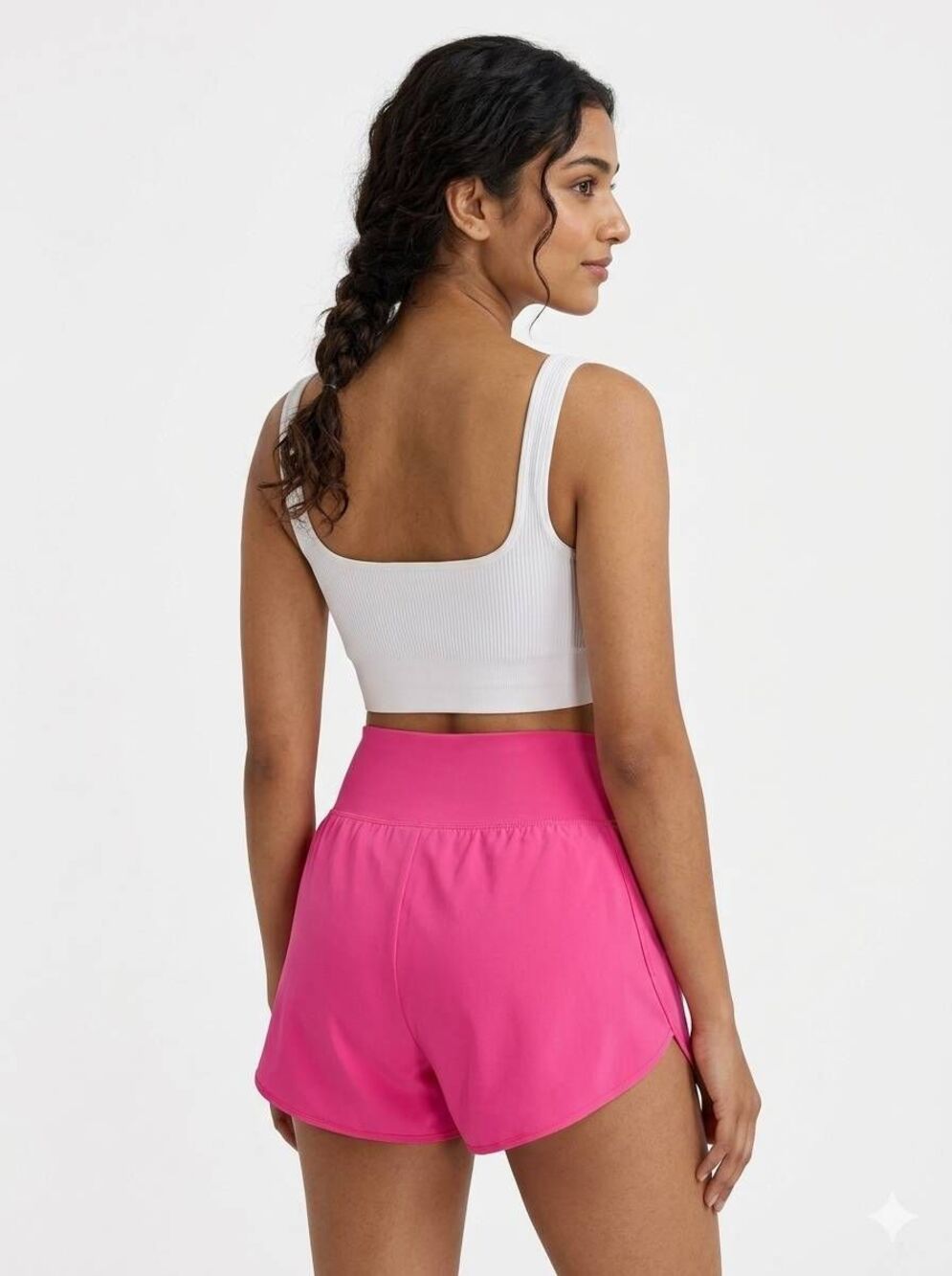 💬☔️🔥NWT Neon Pink High Waist Running Shorts Medium - Picture 3 of 11